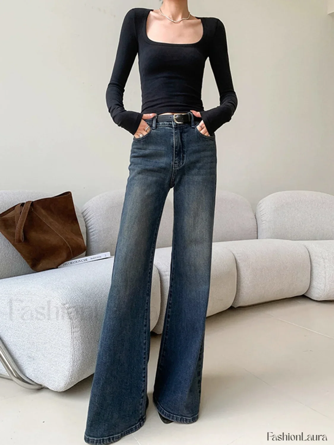 Vintage Low Rise Washed Wide Leg Jeans - Image 15