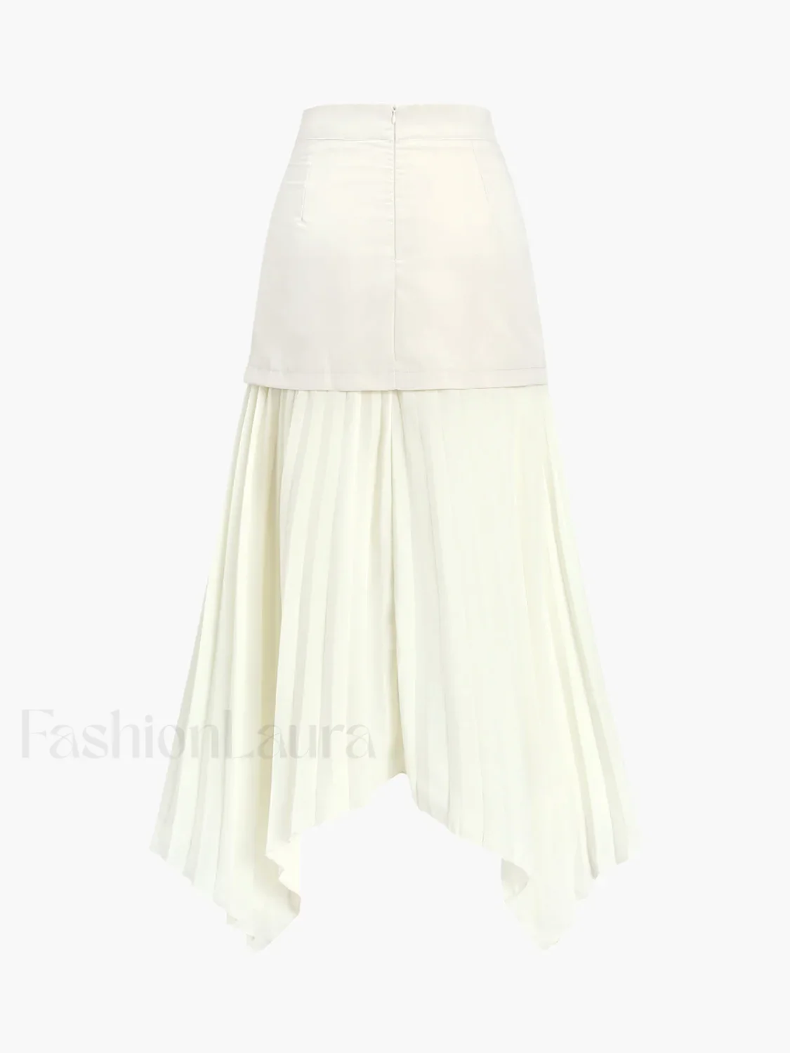 Patchwork Asymmetrical Pleated Buttoned Midi Skirt - Image 8