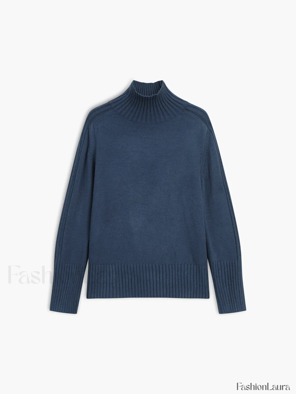 Solid High Neck Knit Sweater - Image 25