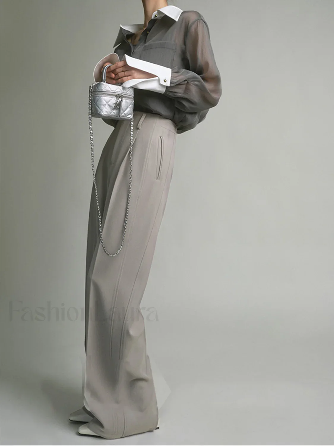 Semi-Sheer Leisure See Through Shirt With Cami Top - Image 7
