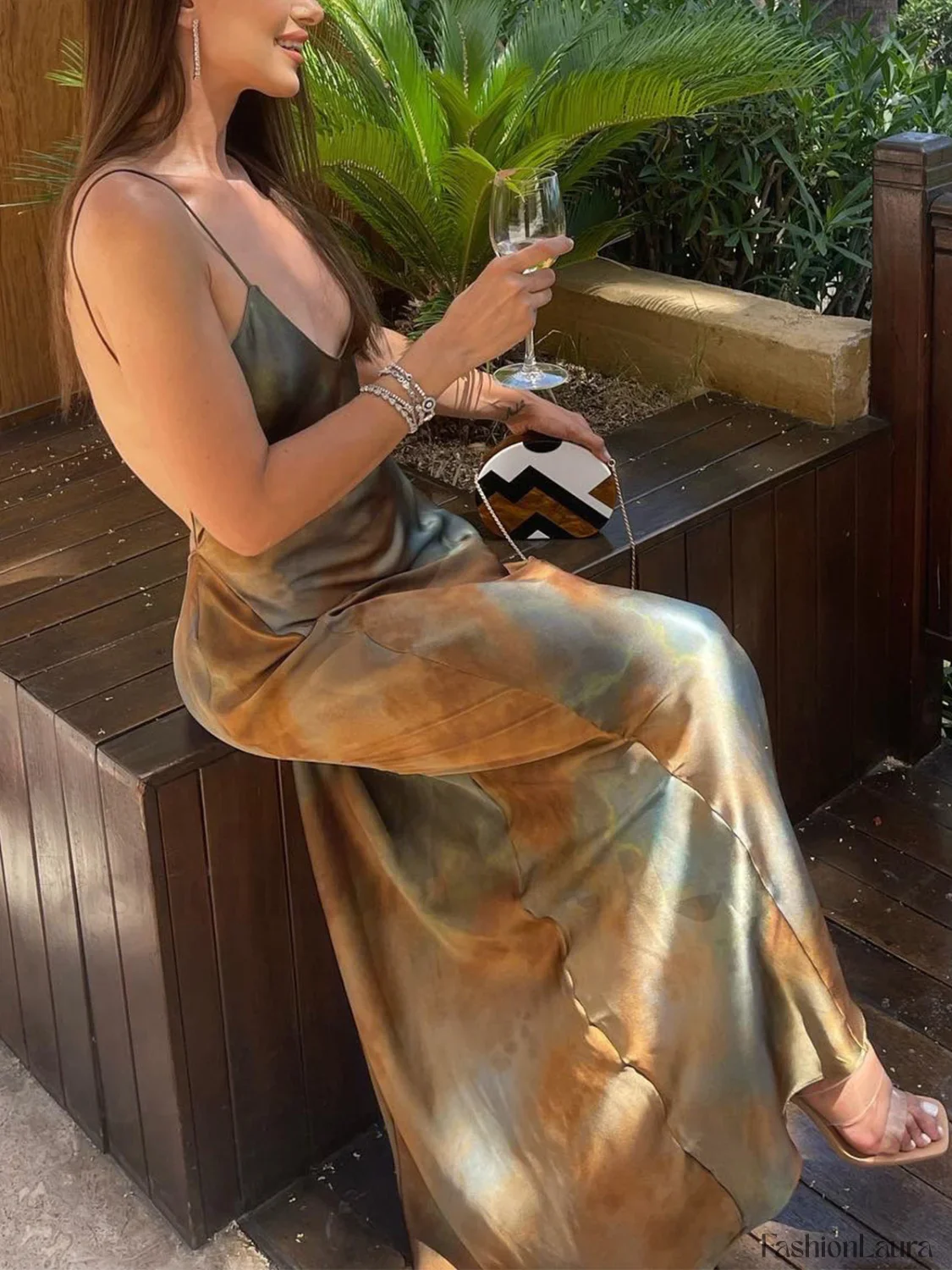 Neptune Satin Open Back Long Dress - Image 16