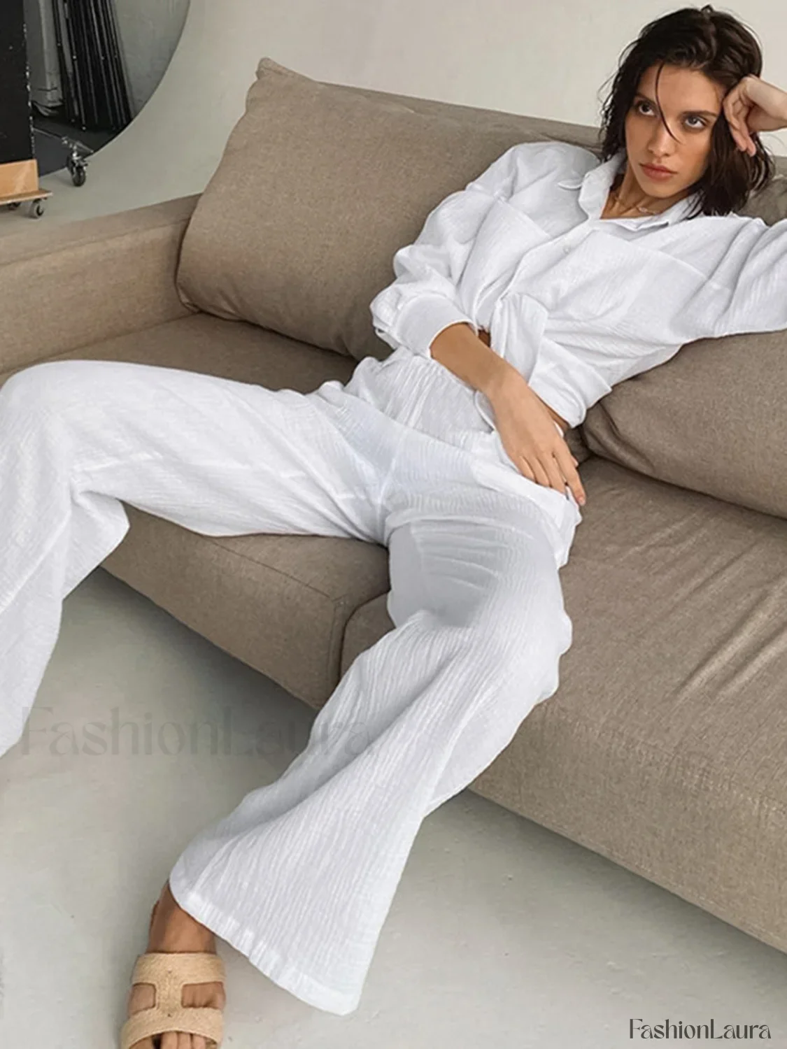 Minimalist Cotton Two Piece Pants Set - Image 8