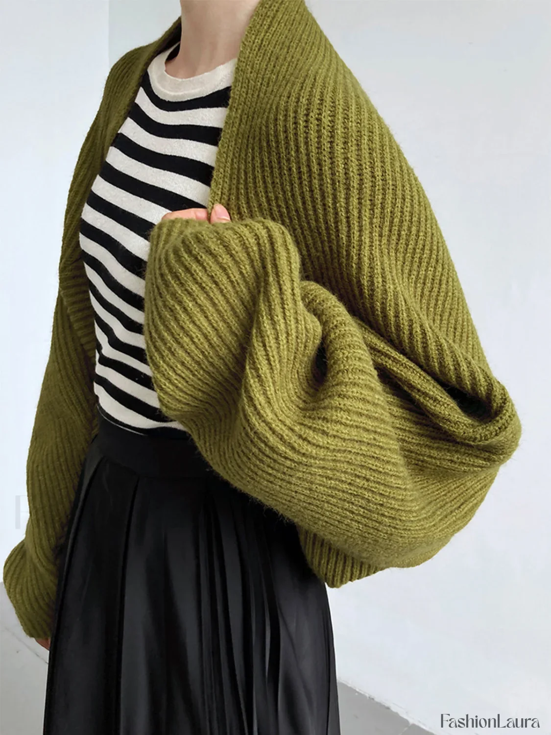 Solid Open-Front Shrug Sweater - Image 11