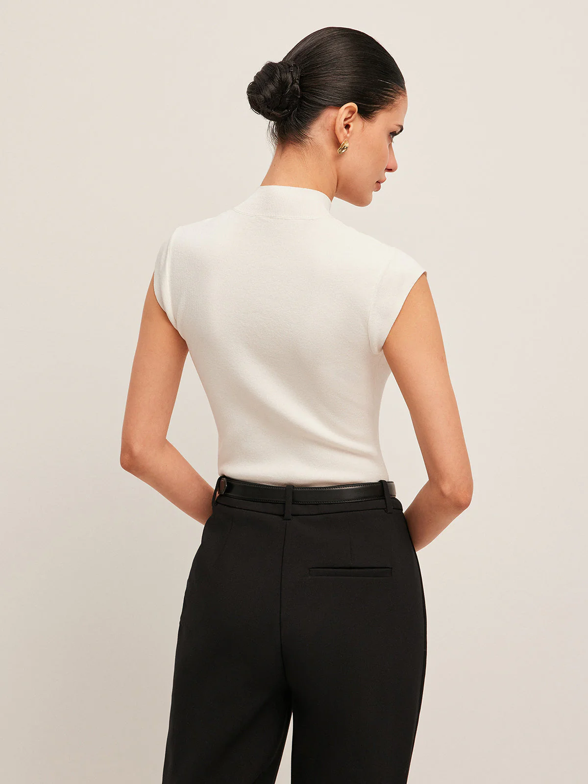 Mesh Panel Mock Neck Top - Image 7