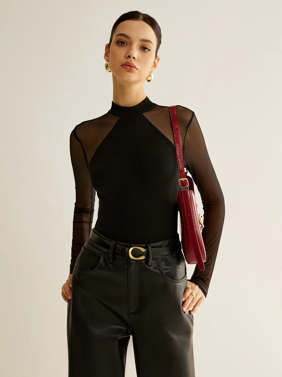 Sheer Long Sleeve Jersey Top - Image 3