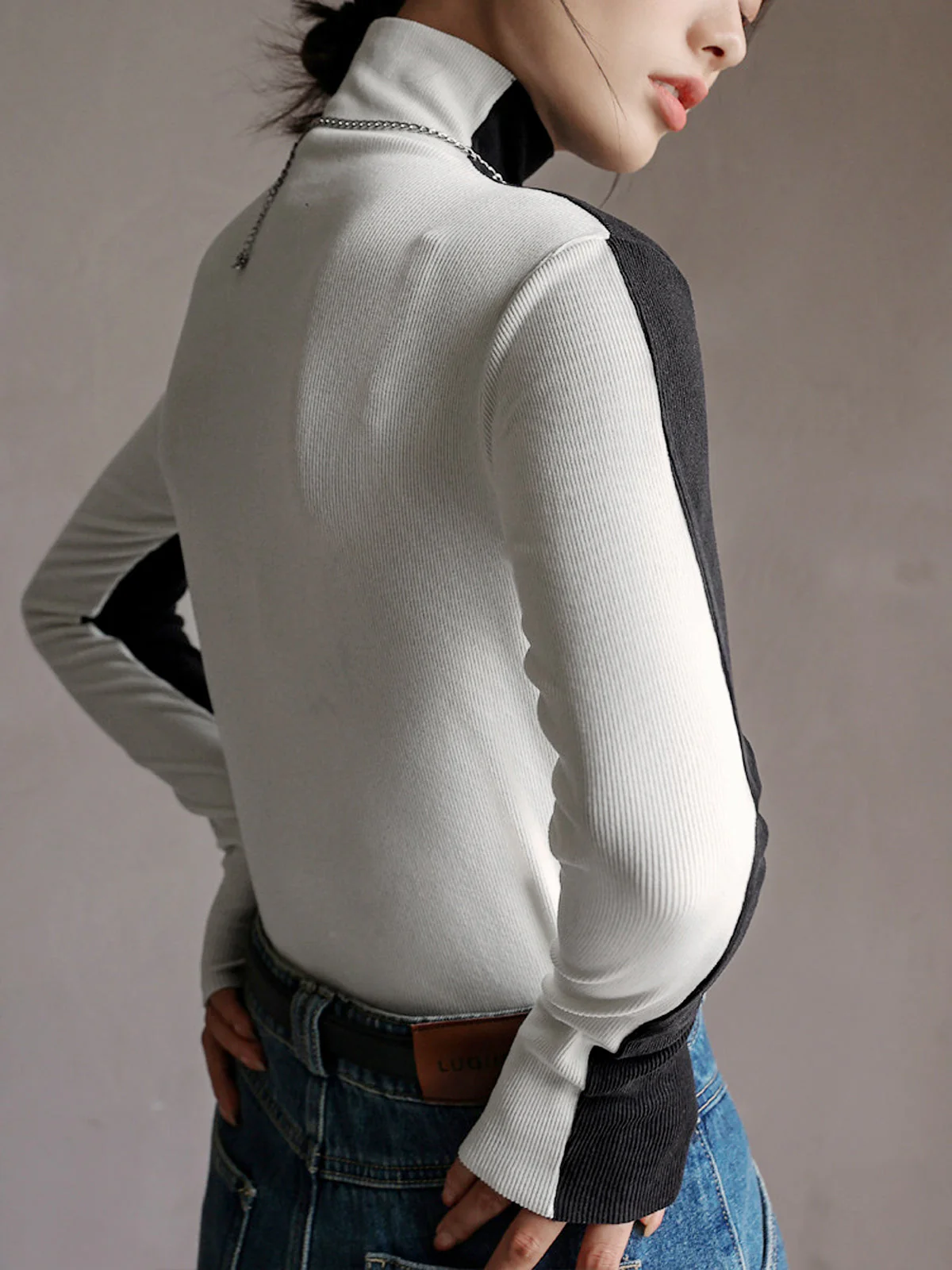 Double Sided Colorblock Long Sleeve Top - Image 4