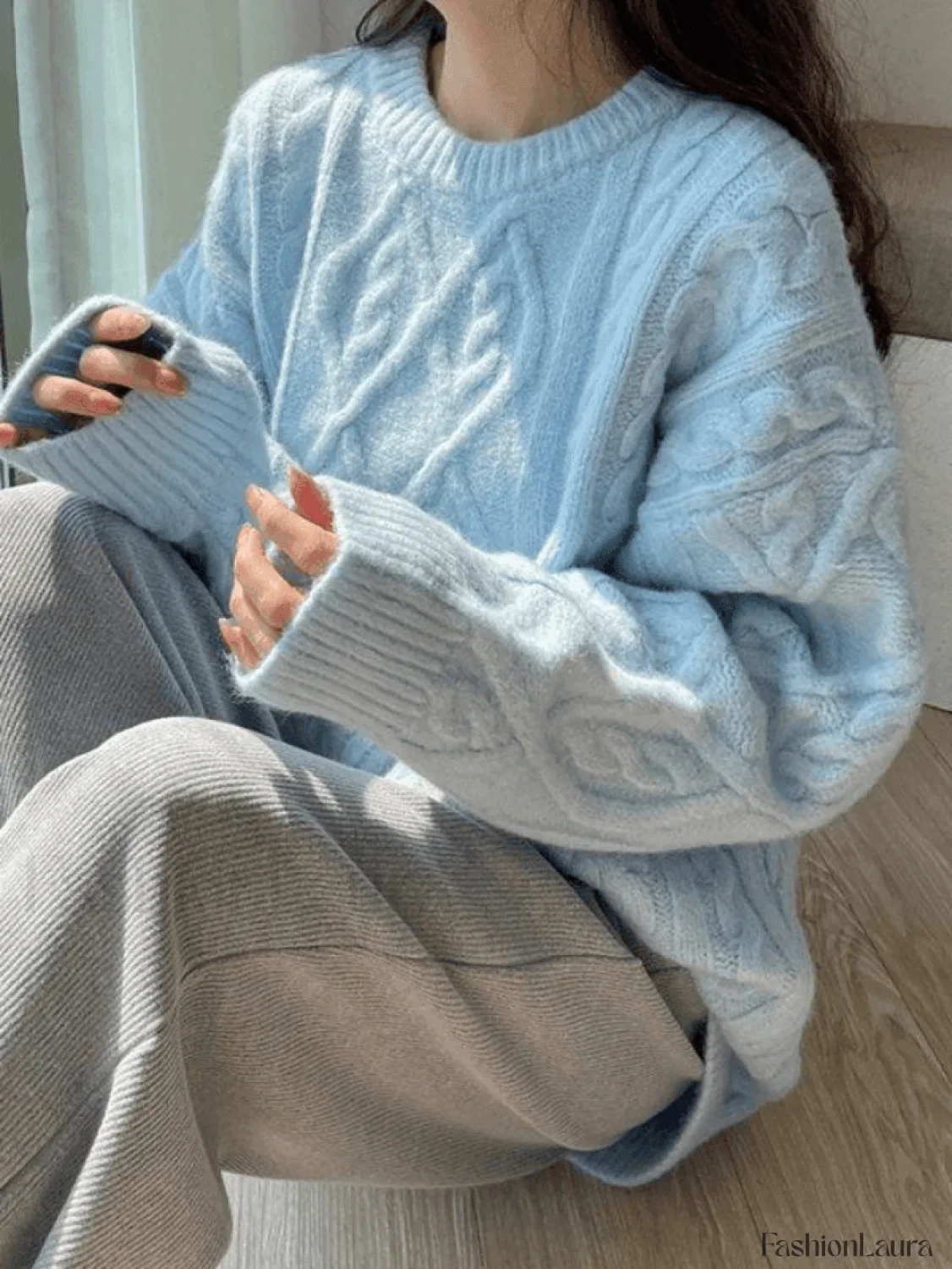 Crew Neck Cable Knit Pullover Sweater - Image 7