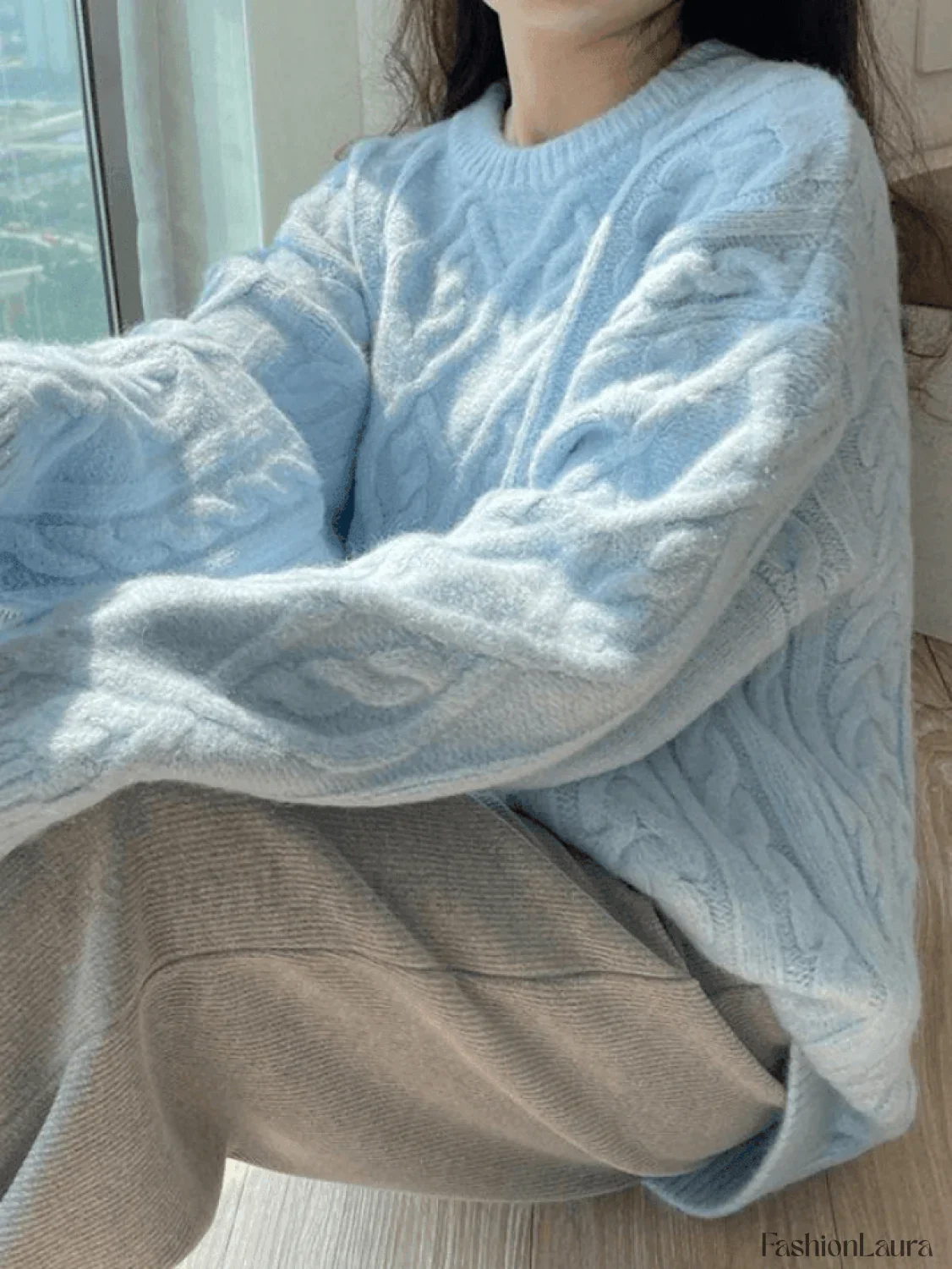 Crew Neck Cable Knit Pullover Sweater - Image 8
