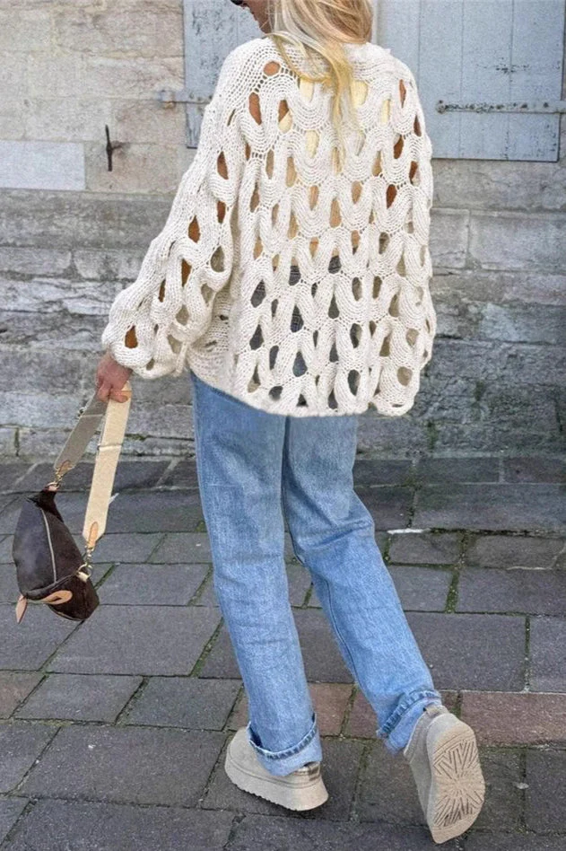 Crochet Knit Hollow Out Pullover Sweater - Image 14