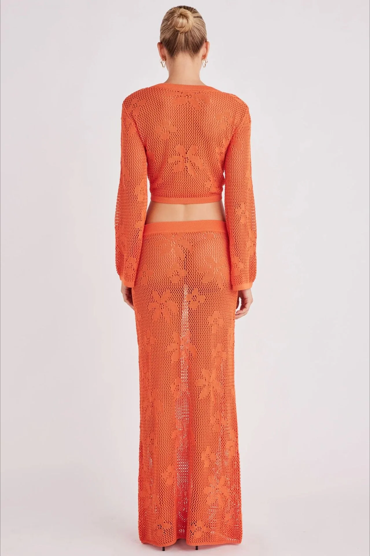 Crochet Knit Reversible Crop Top Skirt Set - Image 12