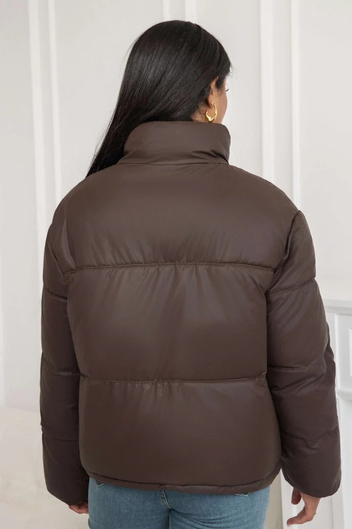 Cropped Stand Collar Puffer Jacket - Image 4