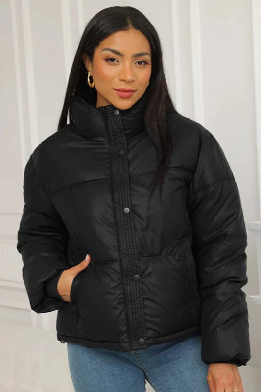 Cropped Stand Collar Puffer Jacket - Image 5