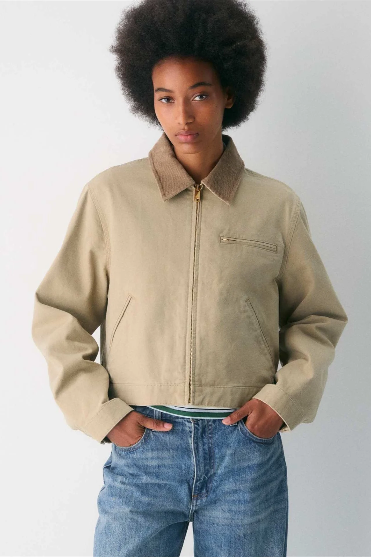 Cropped Utility Workwear Jacket - Image 5