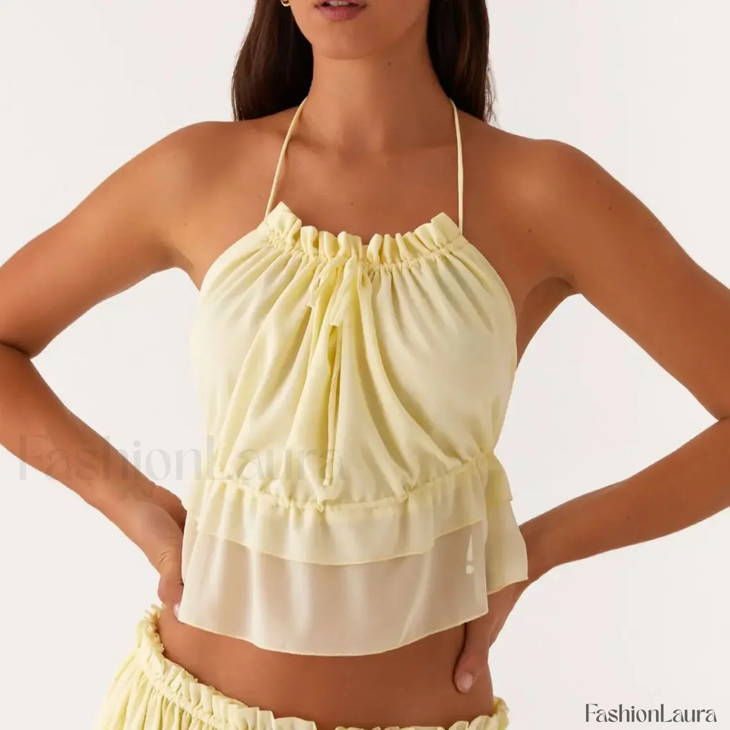 Cross-Strap Ruffle Backless Crop Top - Image 14