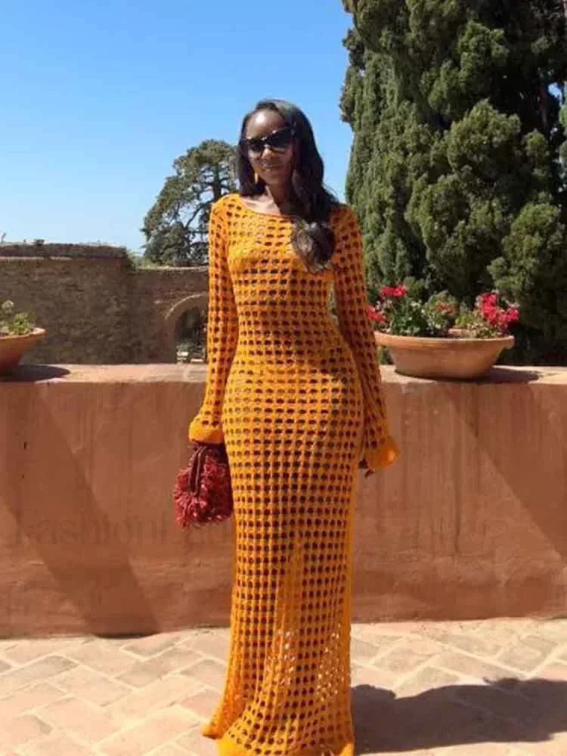 Cut Out Bell Sleeve Knit Cover Up - Image 4