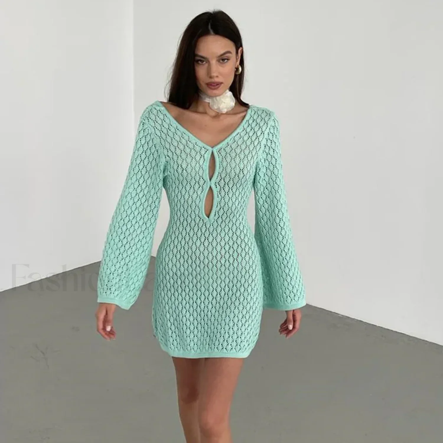 Cut-Out Crochet Tunic Beach Cover Up - Image 8