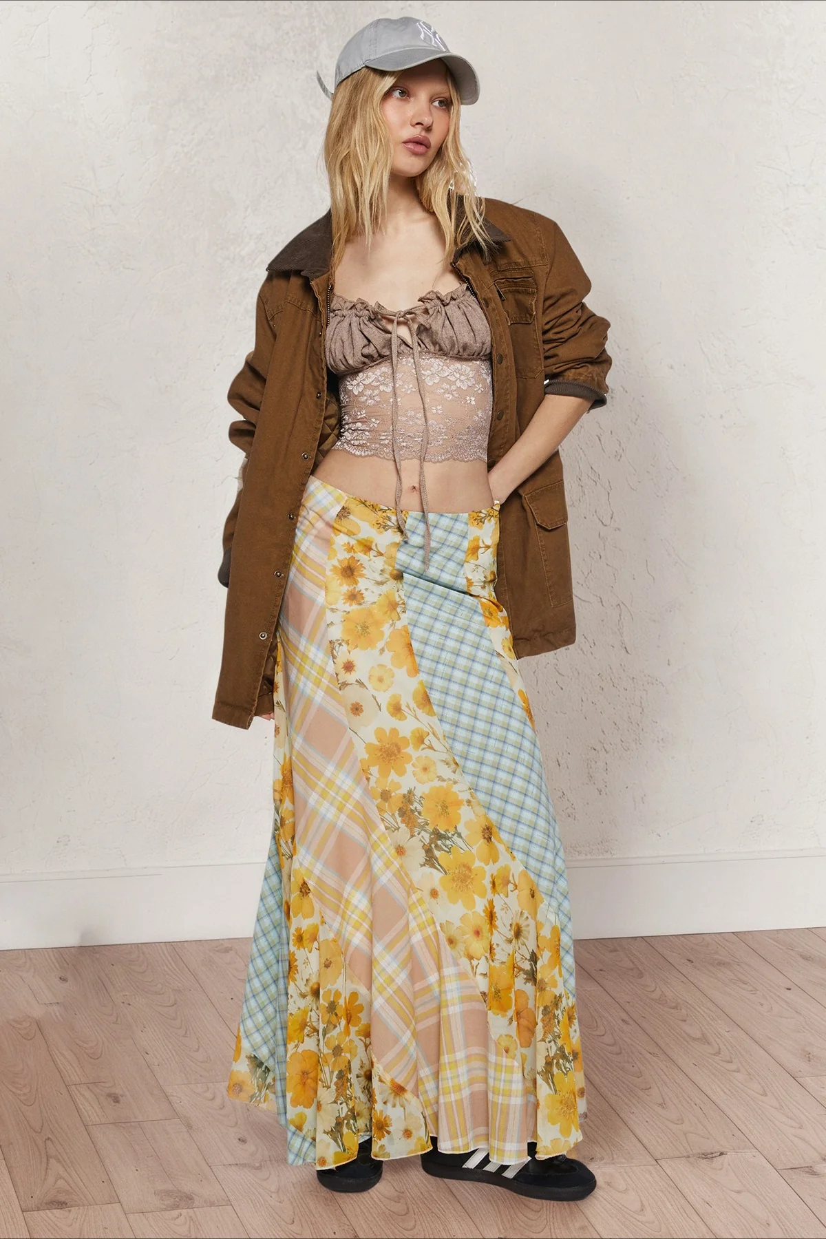 Daisy Floral Asymmetrical Boho Skirt