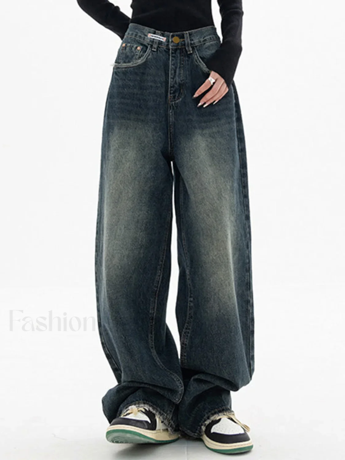 Dark Wash Vintage Baggy Boyfriend Jeans - Image 14