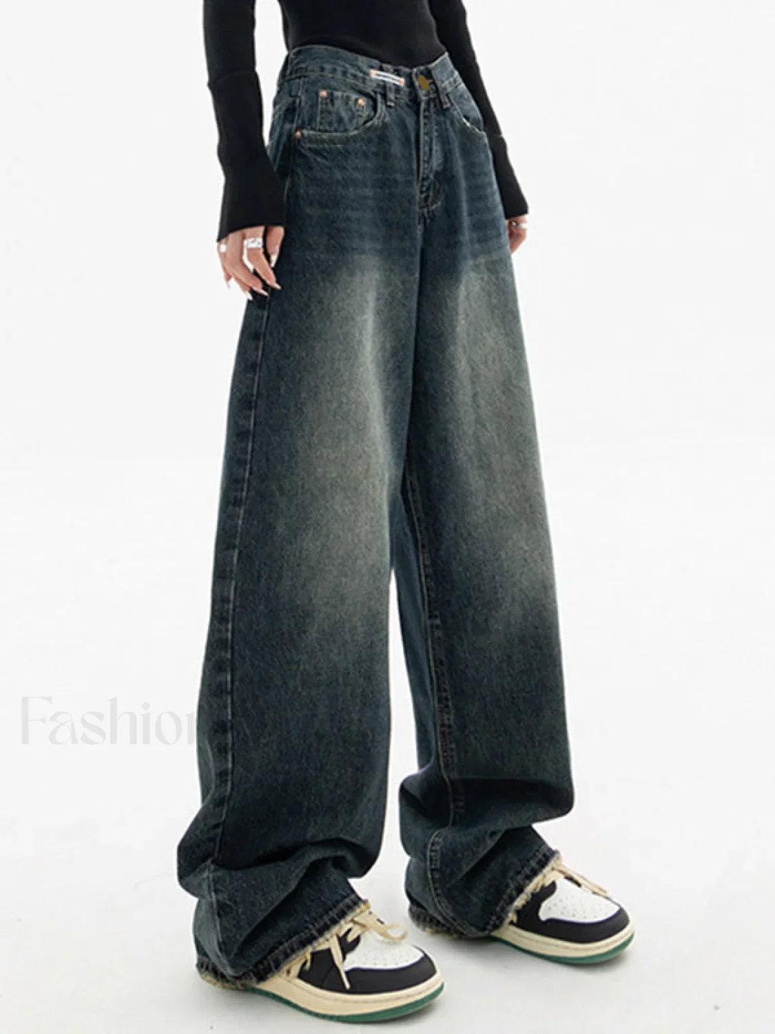 Dark Wash Vintage Baggy Boyfriend Jeans - Image 15