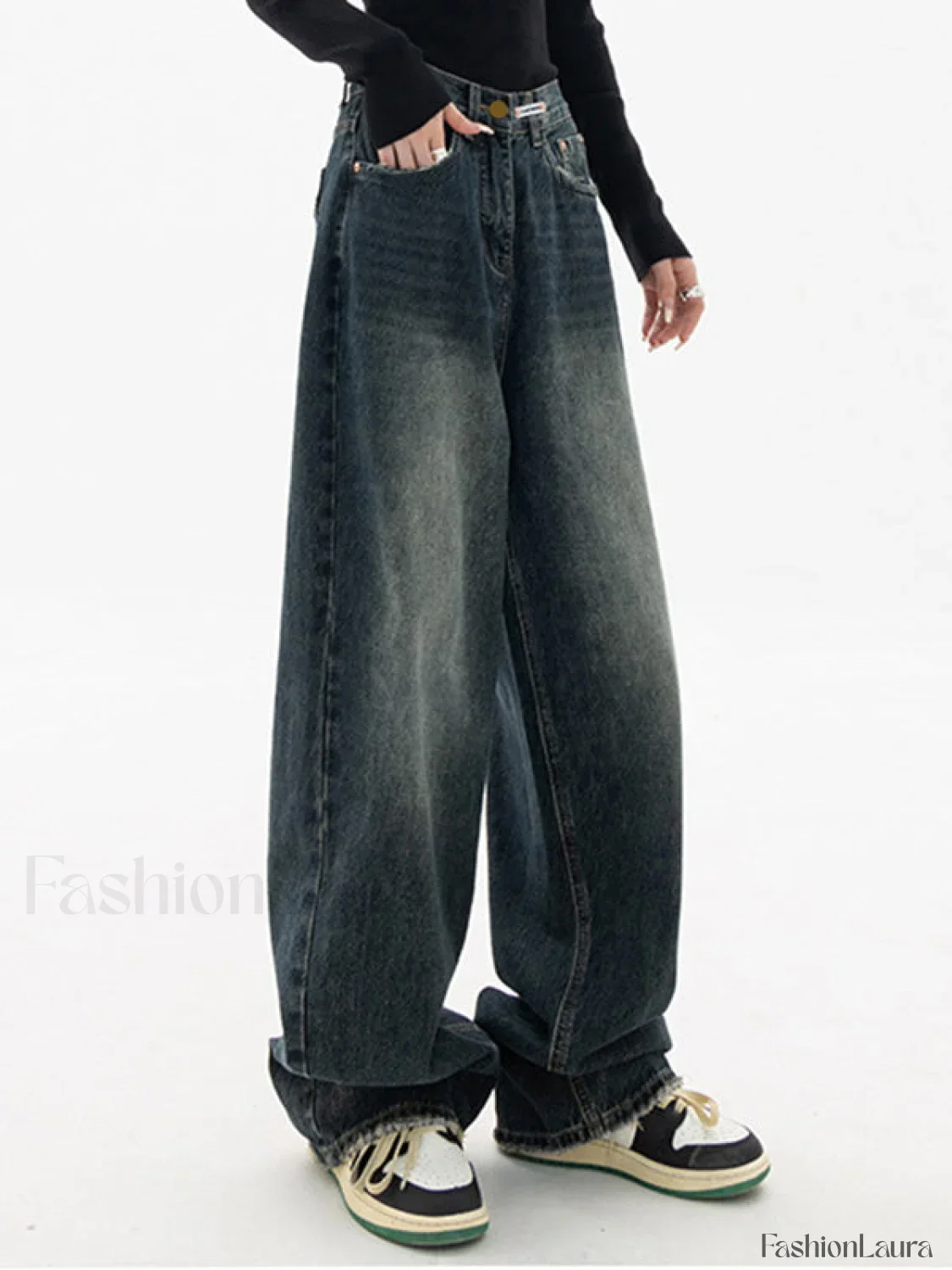 Dark Wash Vintage Baggy Boyfriend Jeans - Image 22