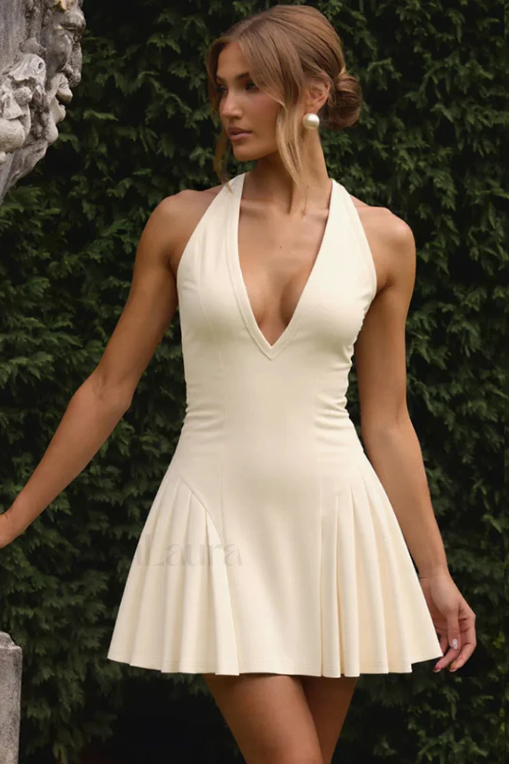 Deep V-Neck Halter Waist Sexy Hottie Mini Dress - Image 20