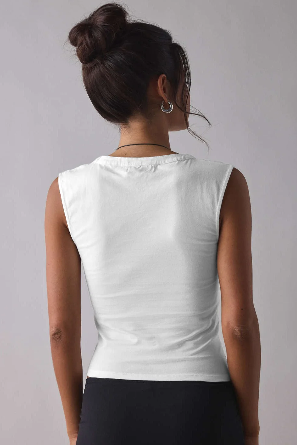 Deep V Ruched Sleeveless Tank Top - Image 3