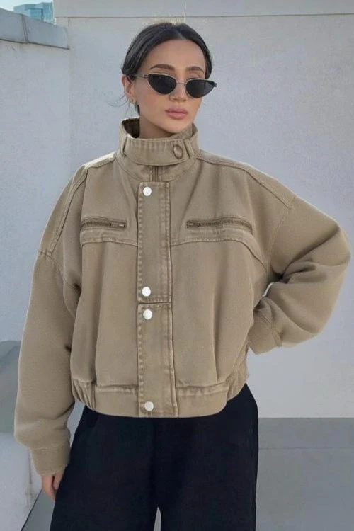 Denim Workwear Cropped Jacket - Image 2