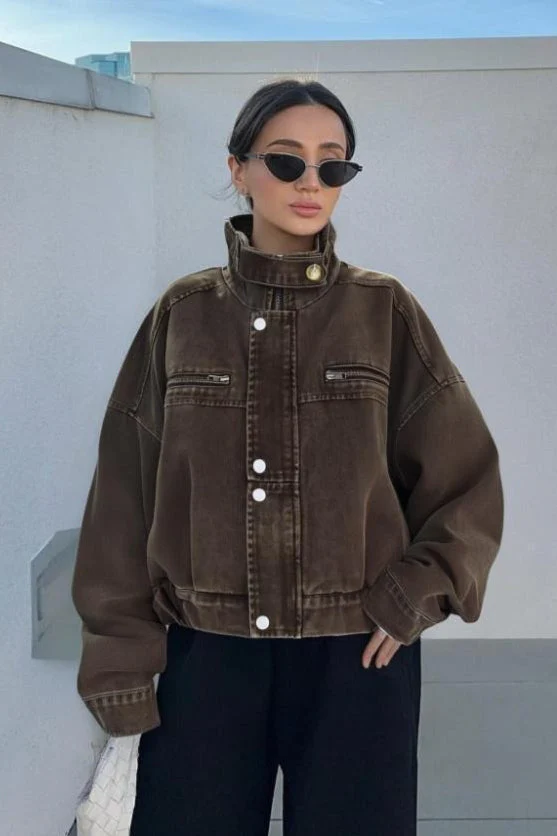 Denim Workwear Cropped Jacket - Image 5