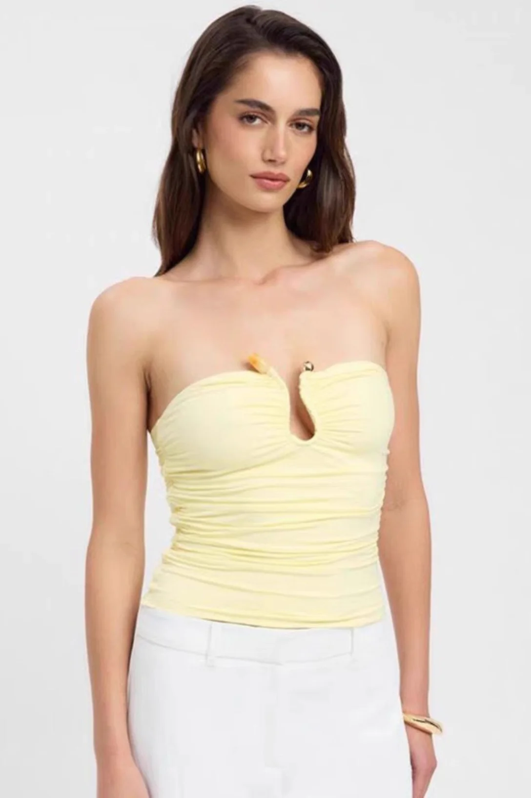 Dopamine Ruched Corset 3D Trim Tube Top - Image 3