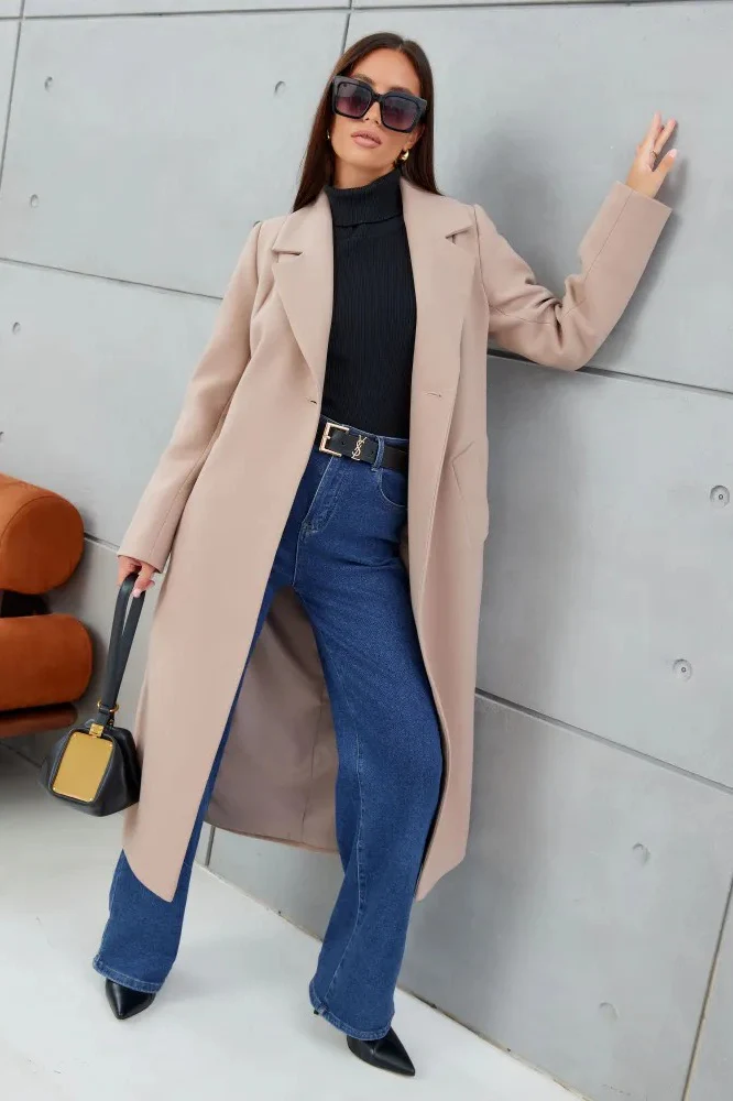 Double Breasted V-Neck Casual Wool Overcoat - Image 2