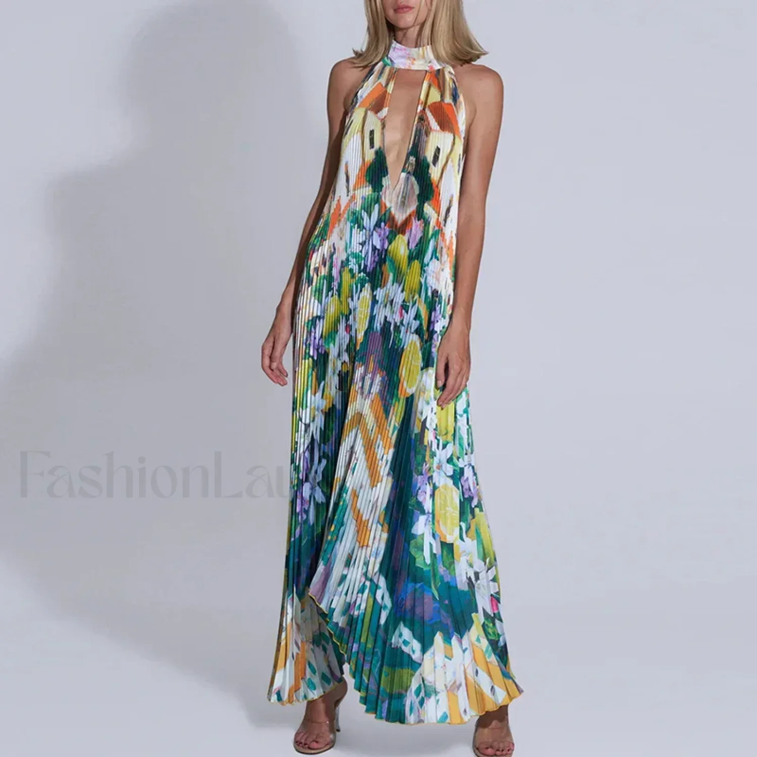 Draped Ethnic Hem Printed Maxi Dress - Image 17