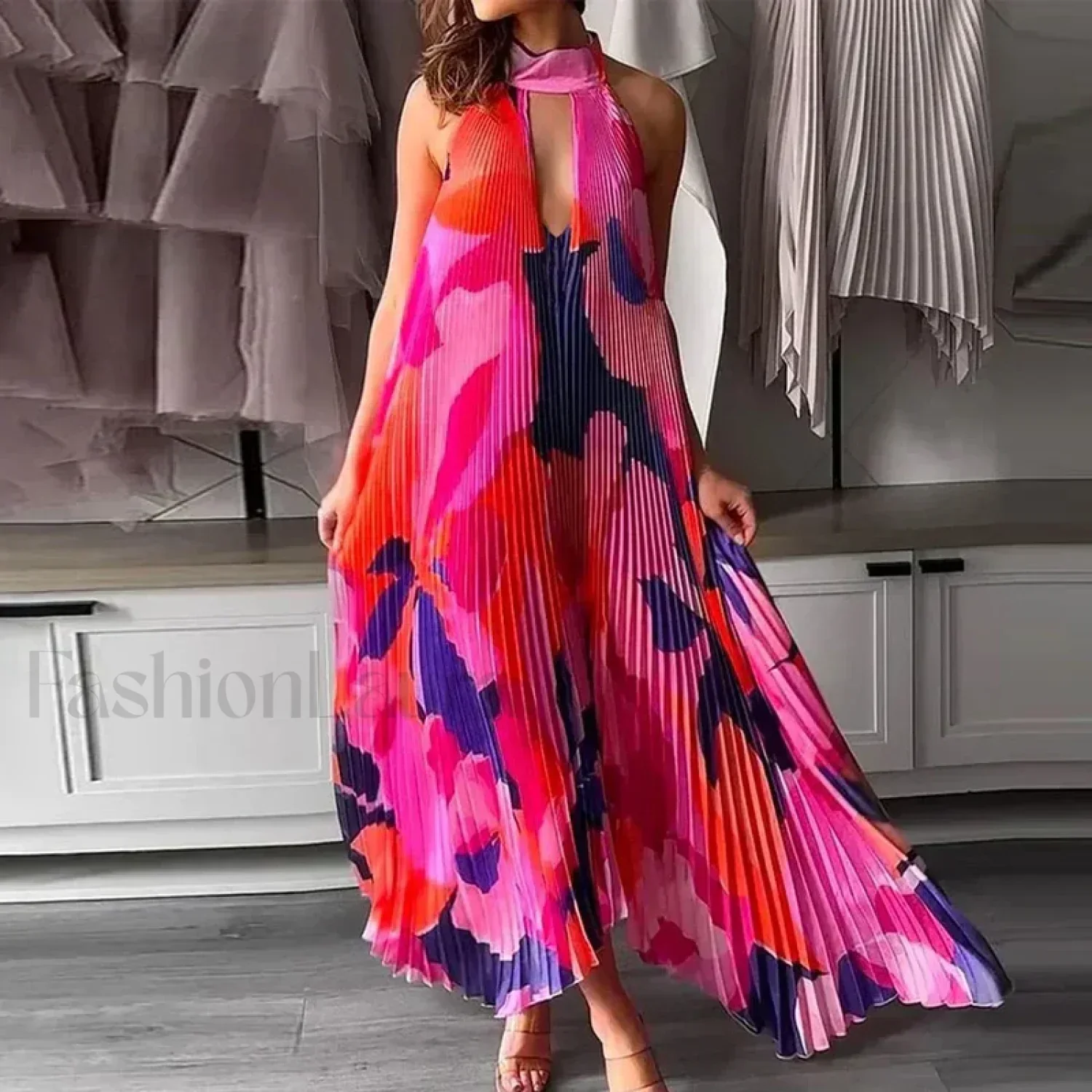 Draped Ethnic Hem Printed Maxi Dress - Image 2