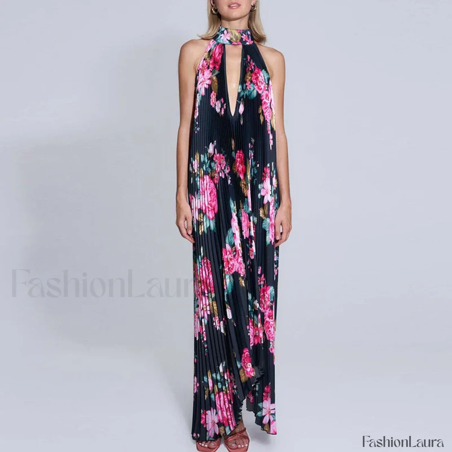 Draped Ethnic Hem Printed Maxi Dress - Image 20