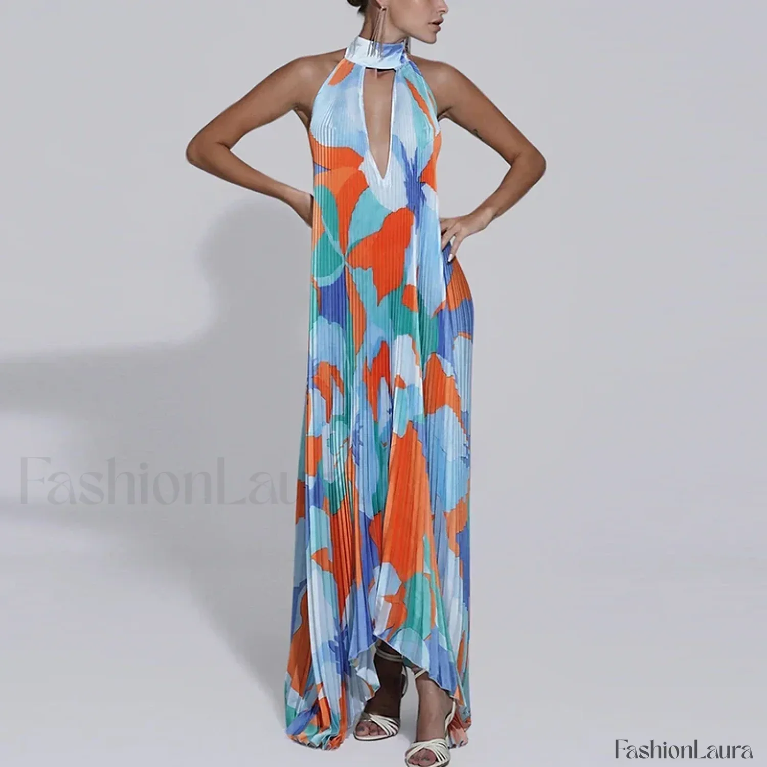 Draped Ethnic Hem Printed Maxi Dress - Image 22