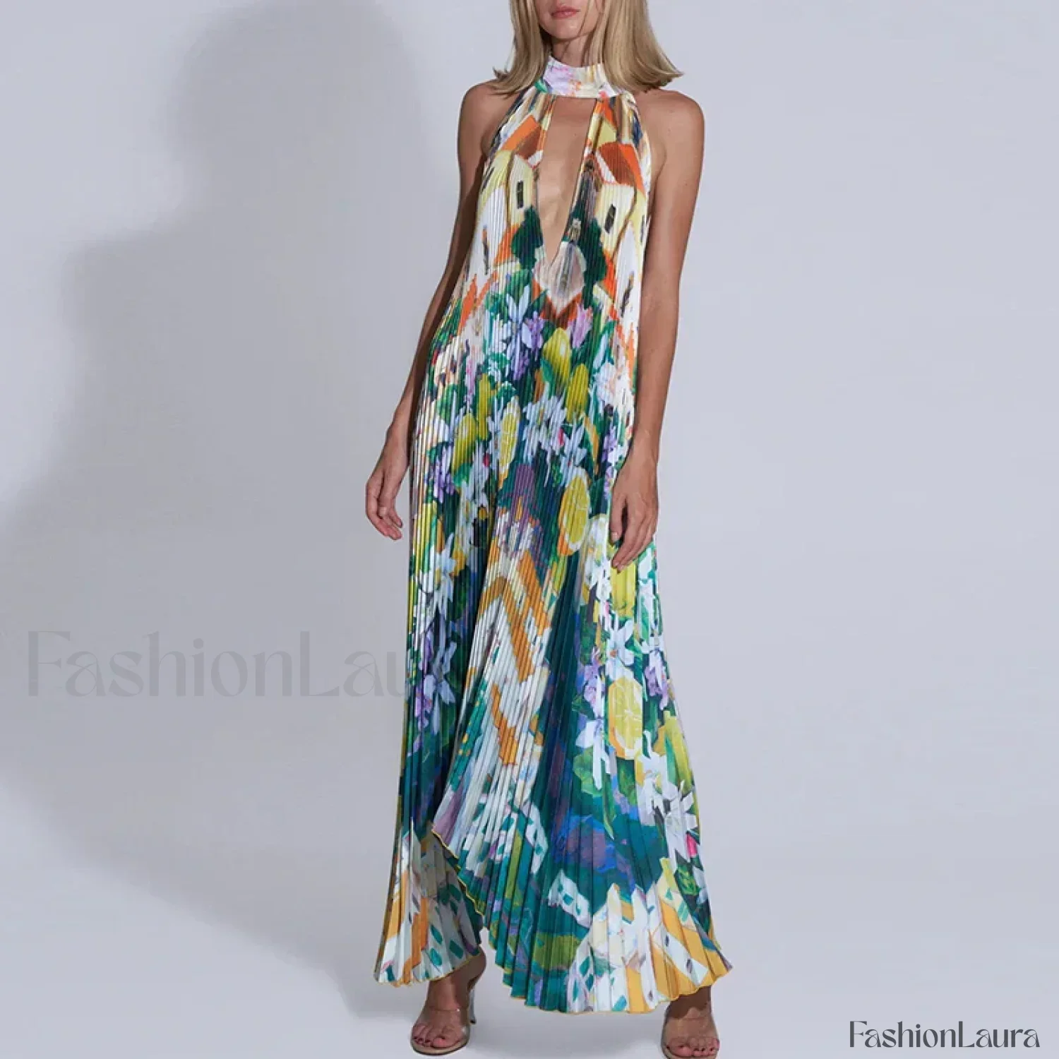 Draped Ethnic Hem Printed Maxi Dress - Image 23