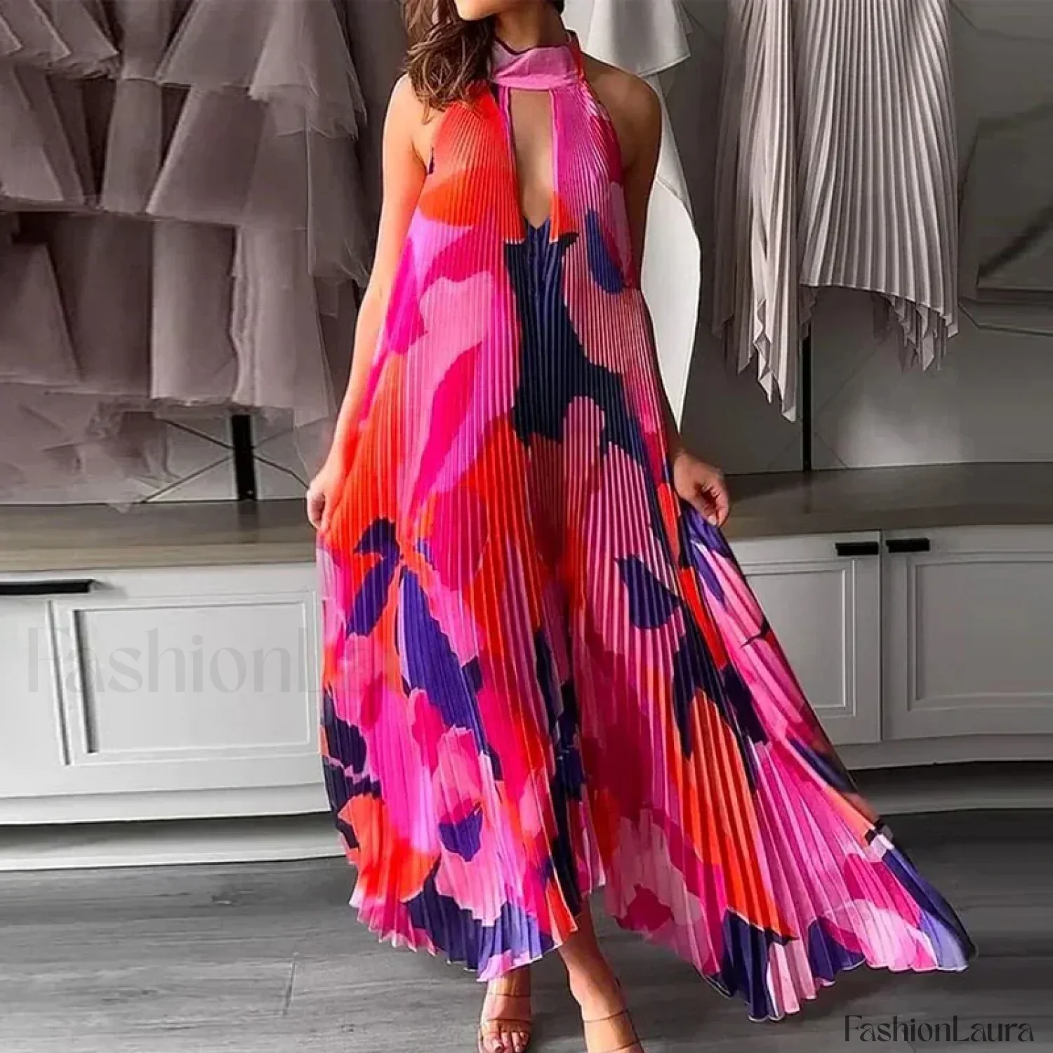 Draped Ethnic Hem Printed Maxi Dress - Image 26