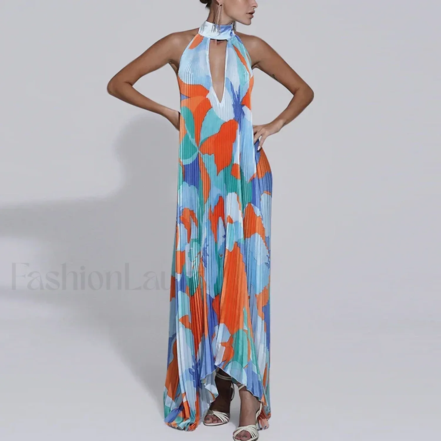 Draped Ethnic Hem Printed Maxi Dress - Image 7