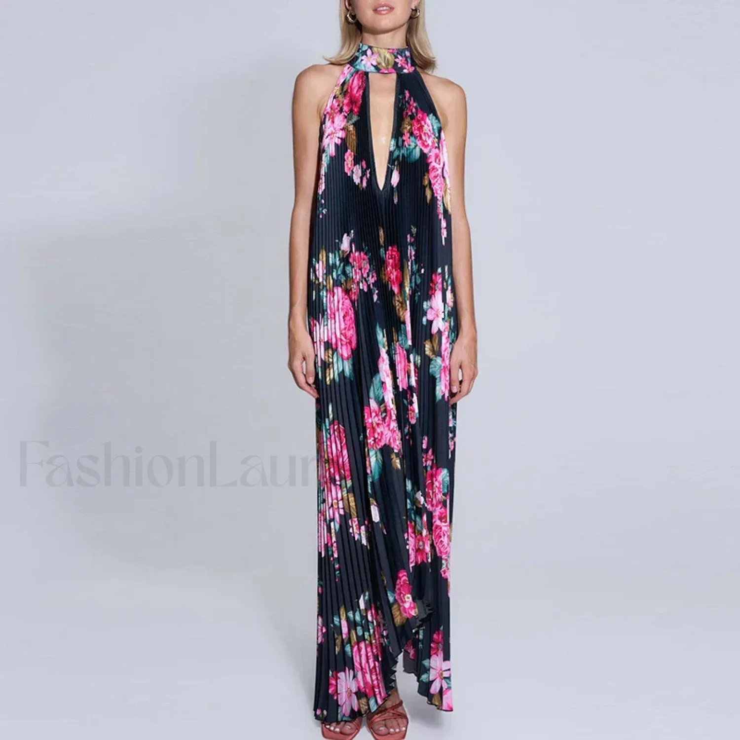 Draped Ethnic Hem Printed Maxi Dress - Image 9