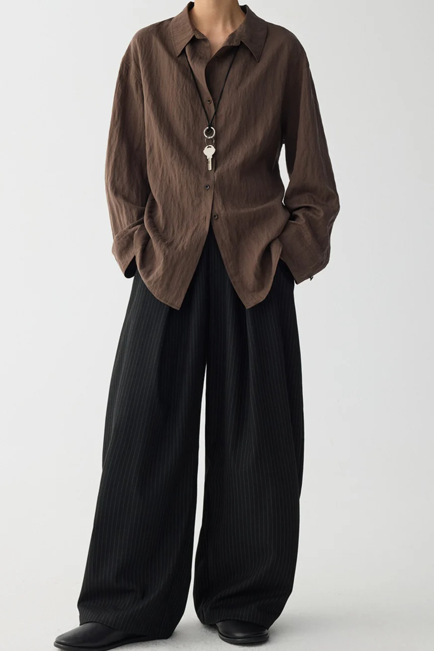 Draped V Neck Textured Blouse - Image 3