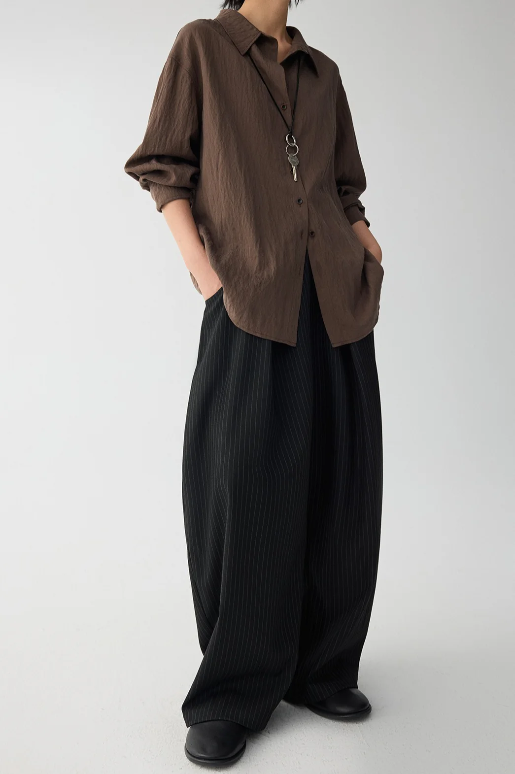 Draped V Neck Textured Blouse - Image 4