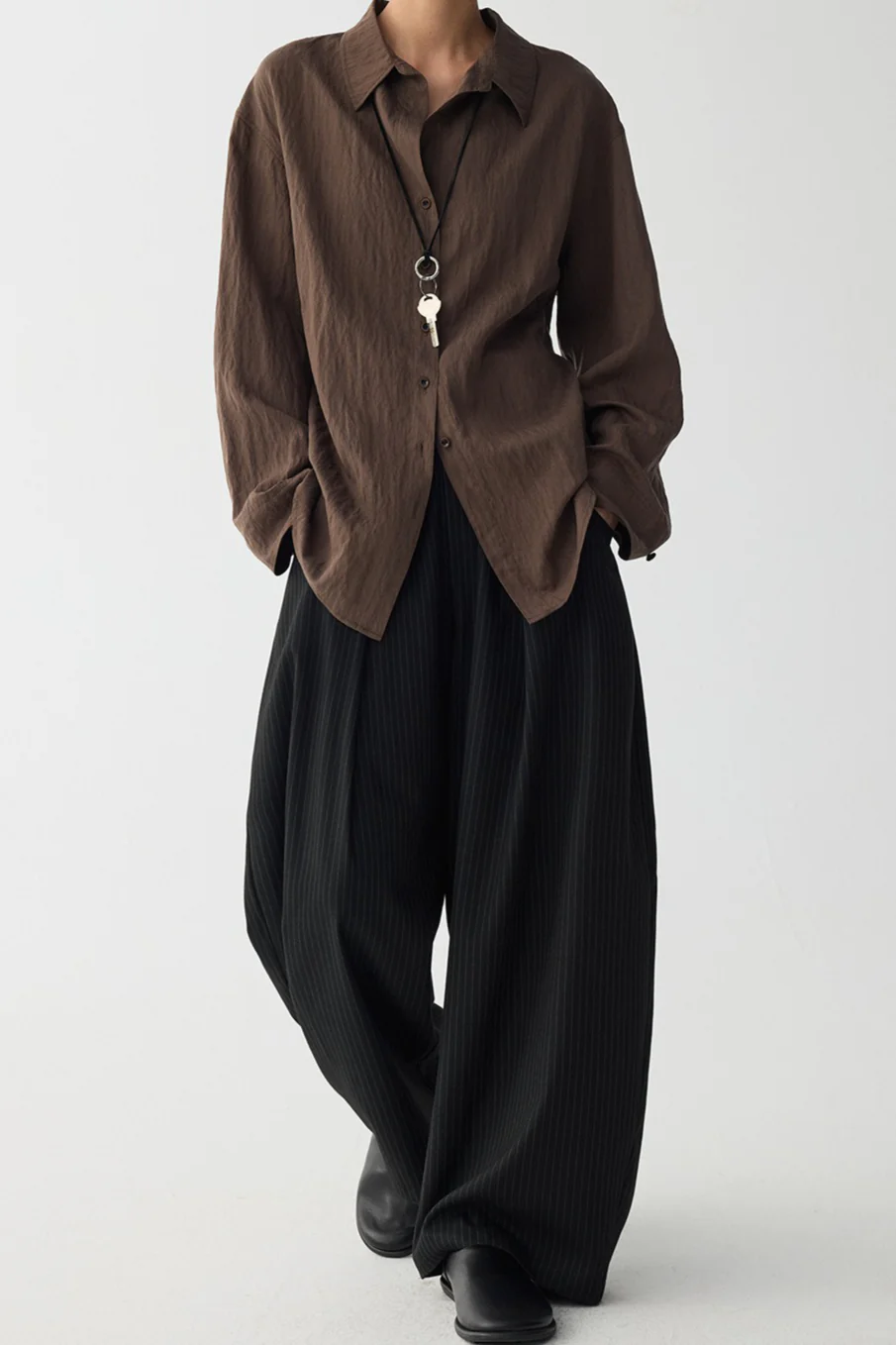 Draped V Neck Textured Blouse - Image 5