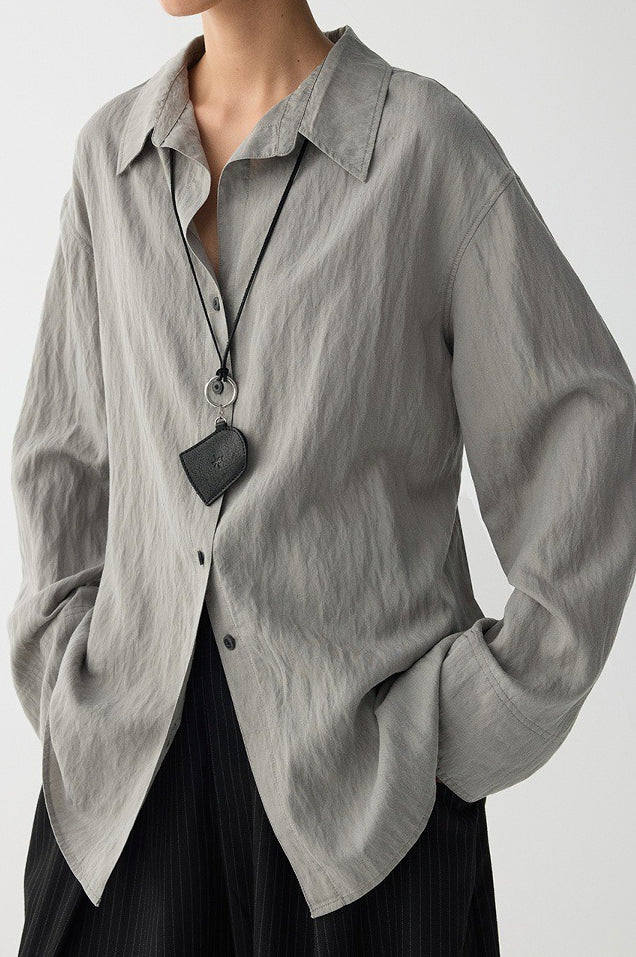 Draped V Neck Textured Blouse - Image 6