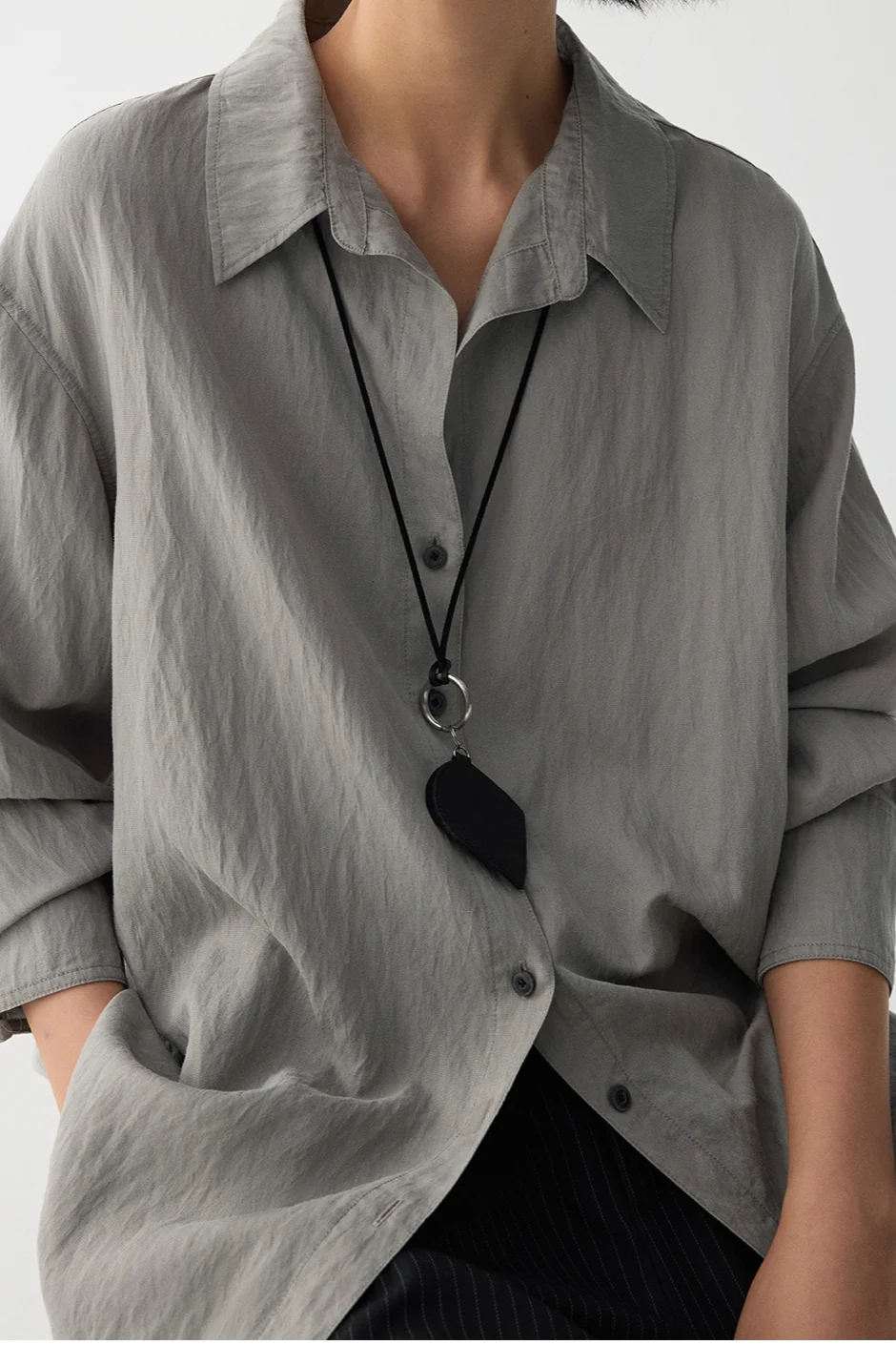 Draped V Neck Textured Blouse - Image 8