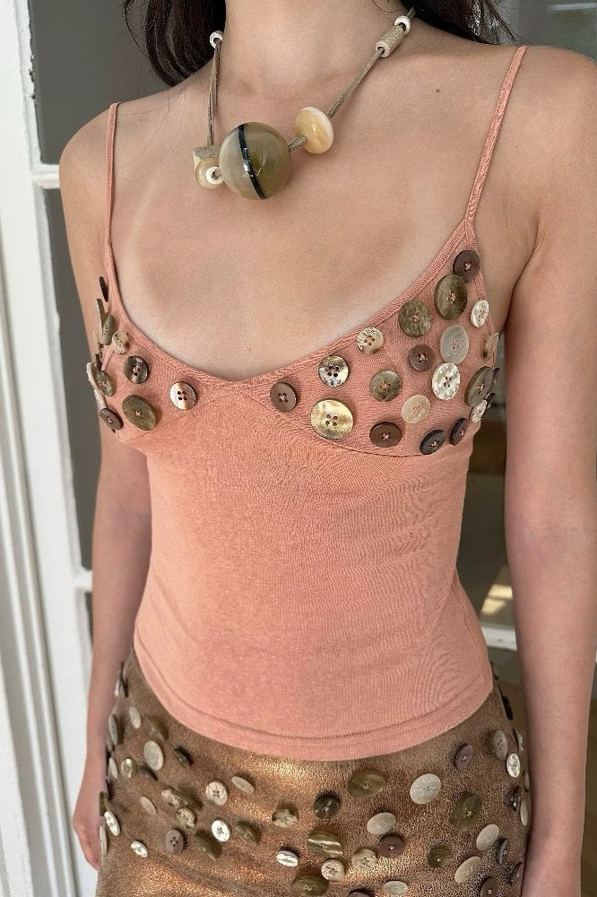 Edgy Corset Button Accent Back Cutout Tank Top - Image 3