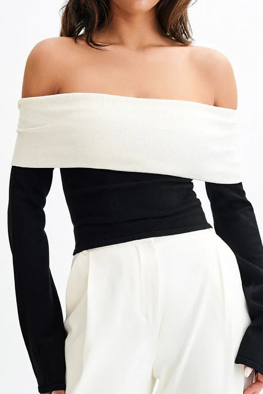 Elegant Off Shoulder Knit Sweater - Image 12