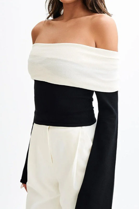 Elegant Off Shoulder Knit Sweater - Image 3