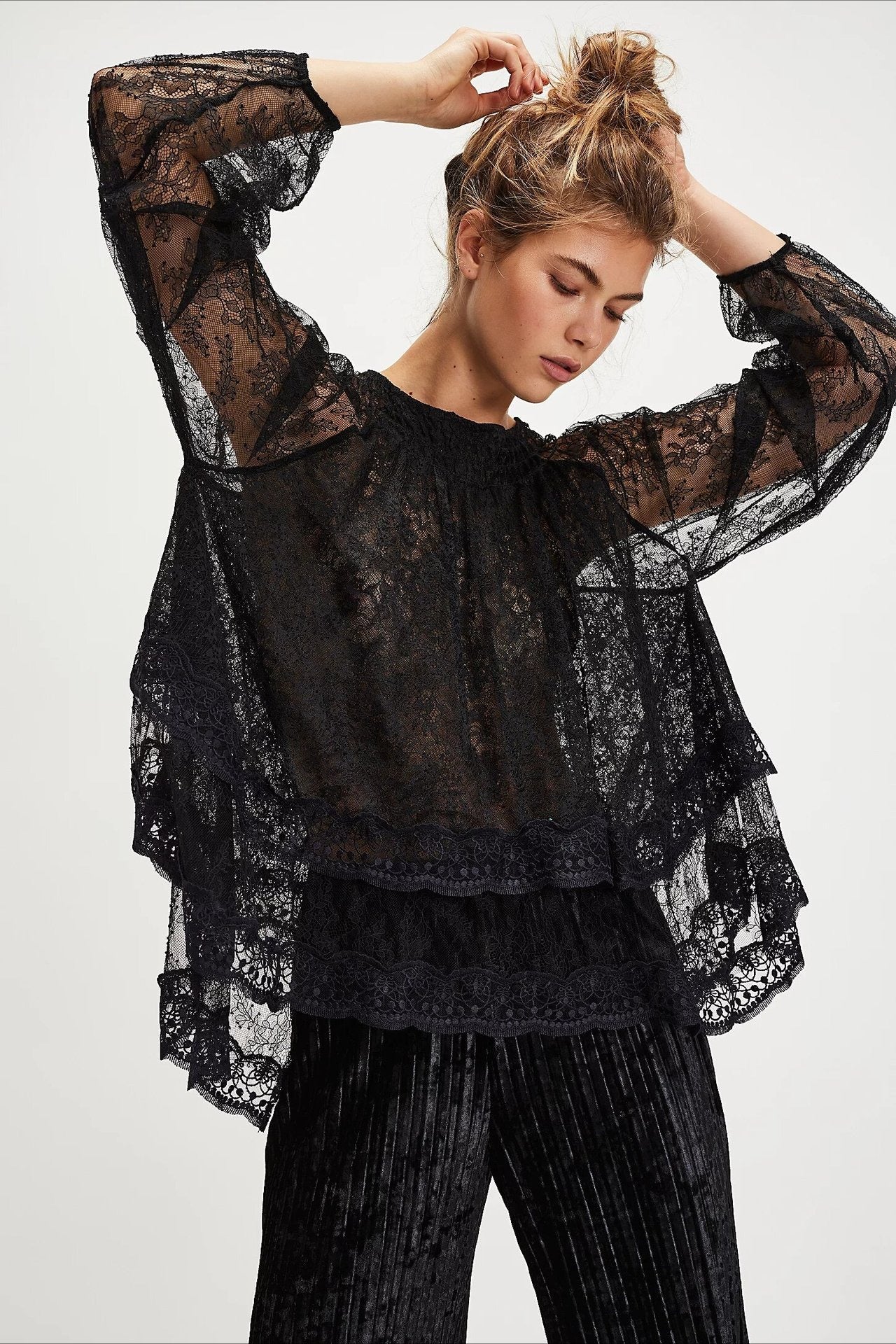 Elegant Off Shoulder Lace Overlay Blouse - Image 3
