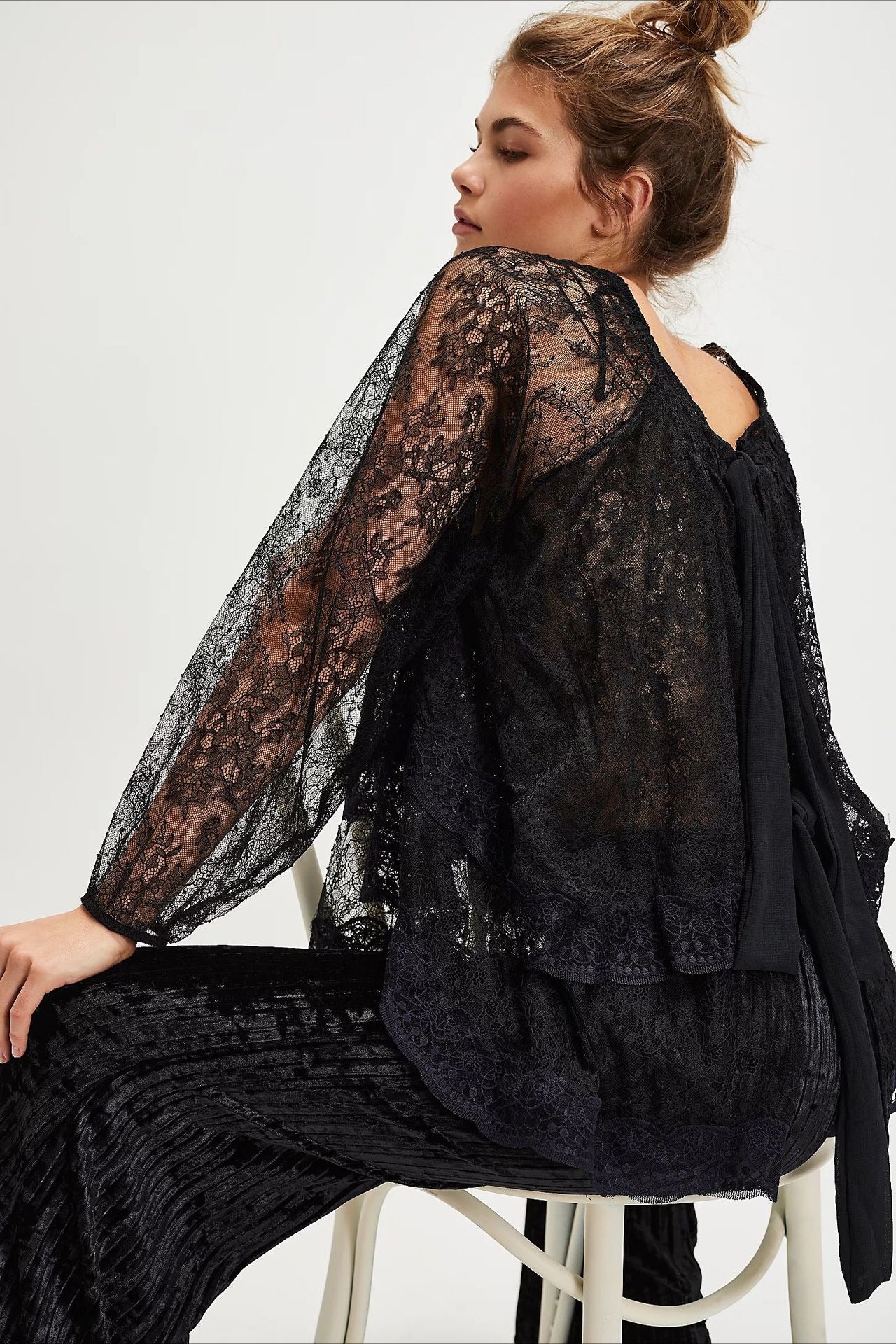 Elegant Off Shoulder Lace Overlay Blouse - Image 5