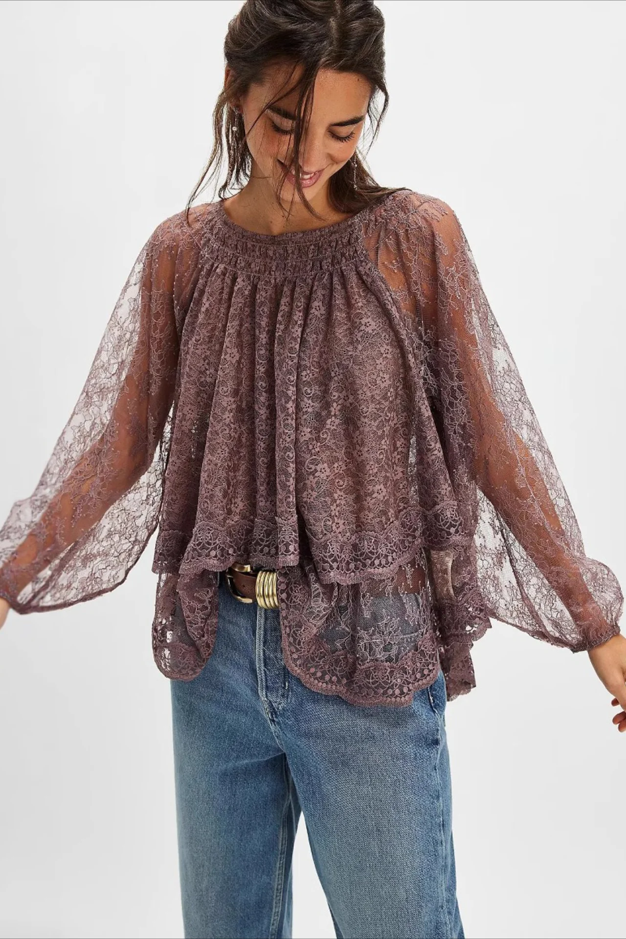 Elegant Off Shoulder Lace Overlay Blouse - Image 7