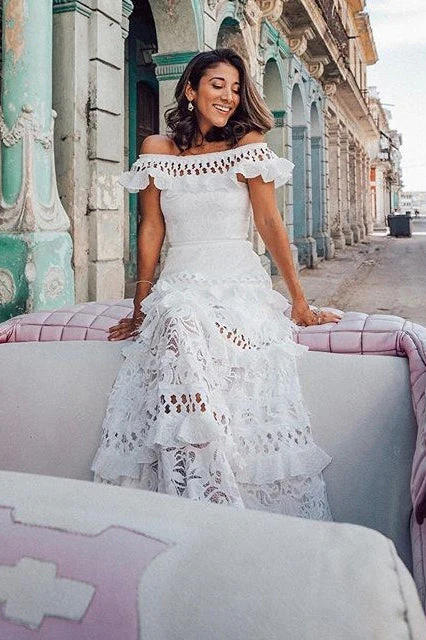 Elegant One-Shoulder Ruffle Boho Dress - Image 12